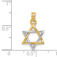 14K Two-tone Polished Star of David Pendant