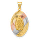 14K w/Rhodium D/C Lady Of Guadalupe Oval Pendant