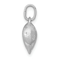 14k White Gold Satin Diamond-cut 3D Puffed Heart Pendant