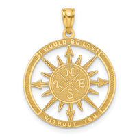 14K Satin / Polished Lost Without You Compass Pendant