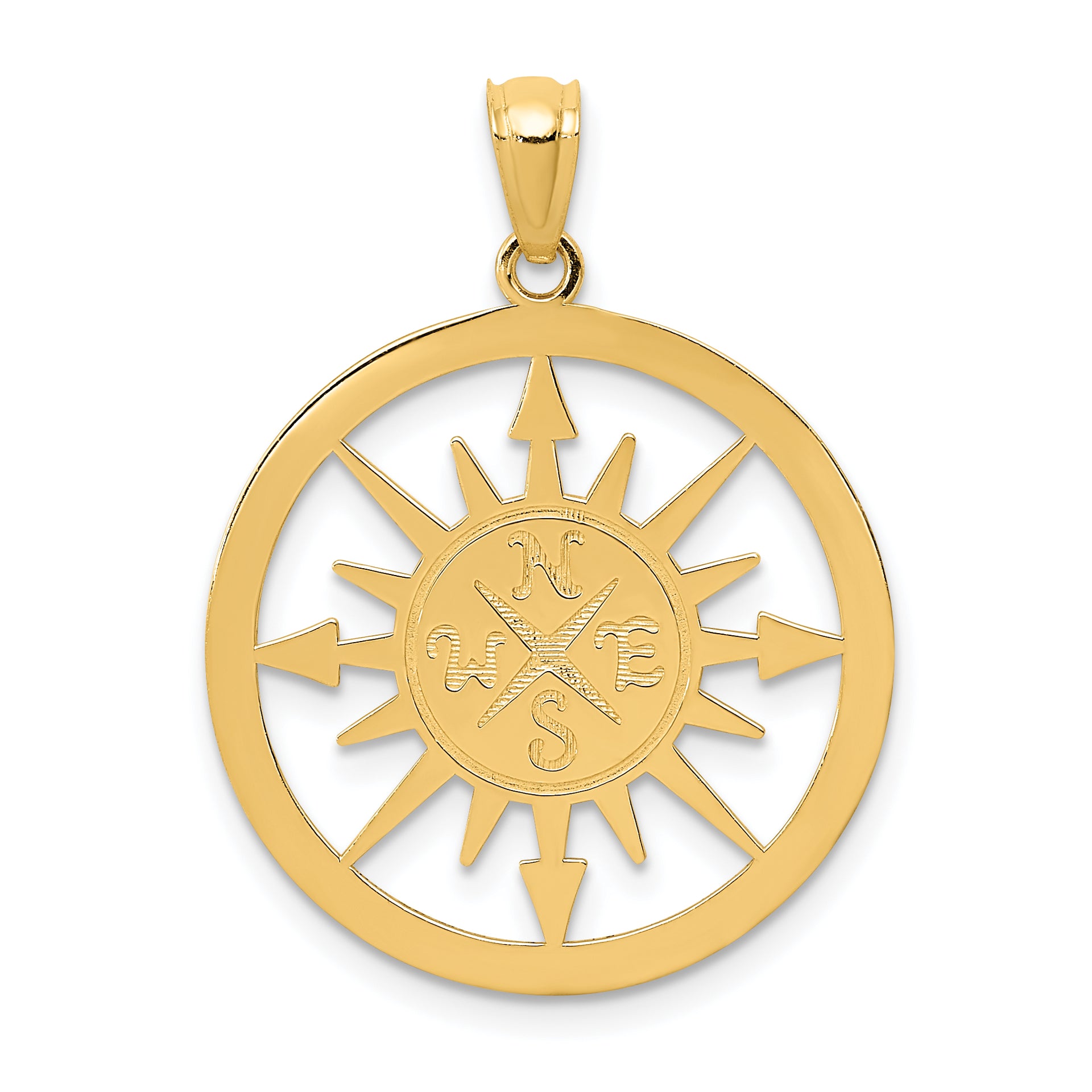 14K Satin / Polished Lost Without You Compass Pendant
