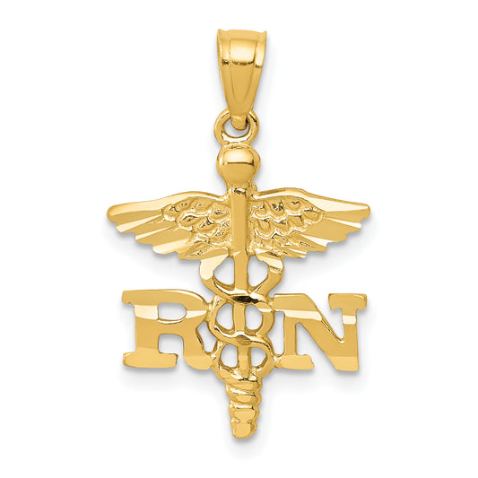 14k Diamond-cut RN Pendant