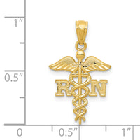 14k Diamond-cut Polished RN Nurse Pendant
