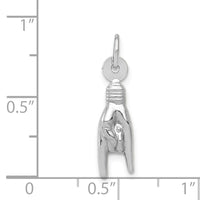 14K White Gold 3D Rock On Sign Charm