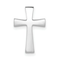 14k White Gold Polished Cross Chain Slide w/ textured back