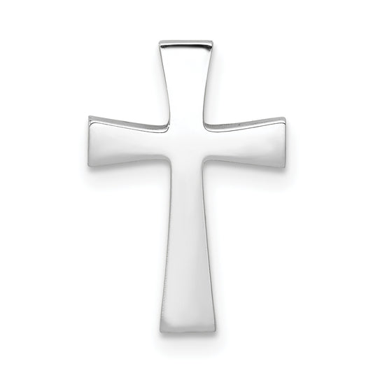 14k White Gold Polished Cross Chain Slide w/ textured back