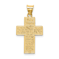 14k Textured Reversible Lords Prayer in Spanish Cross Pendant