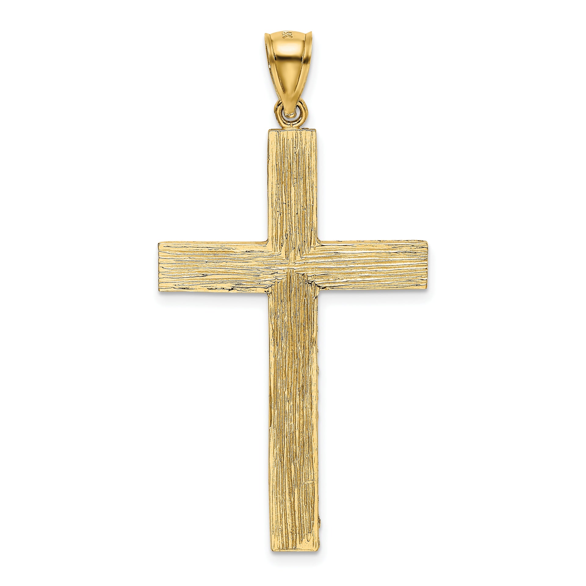 14k Polished and Textured Diamond-cut Latin Cross Pendant