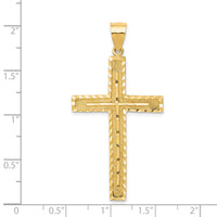 14k Polished and Textured Diamond-cut Latin Cross Pendant
