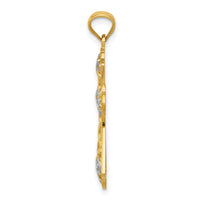 14k w/Rhodium Polished D/C Filigree Cross Pendant