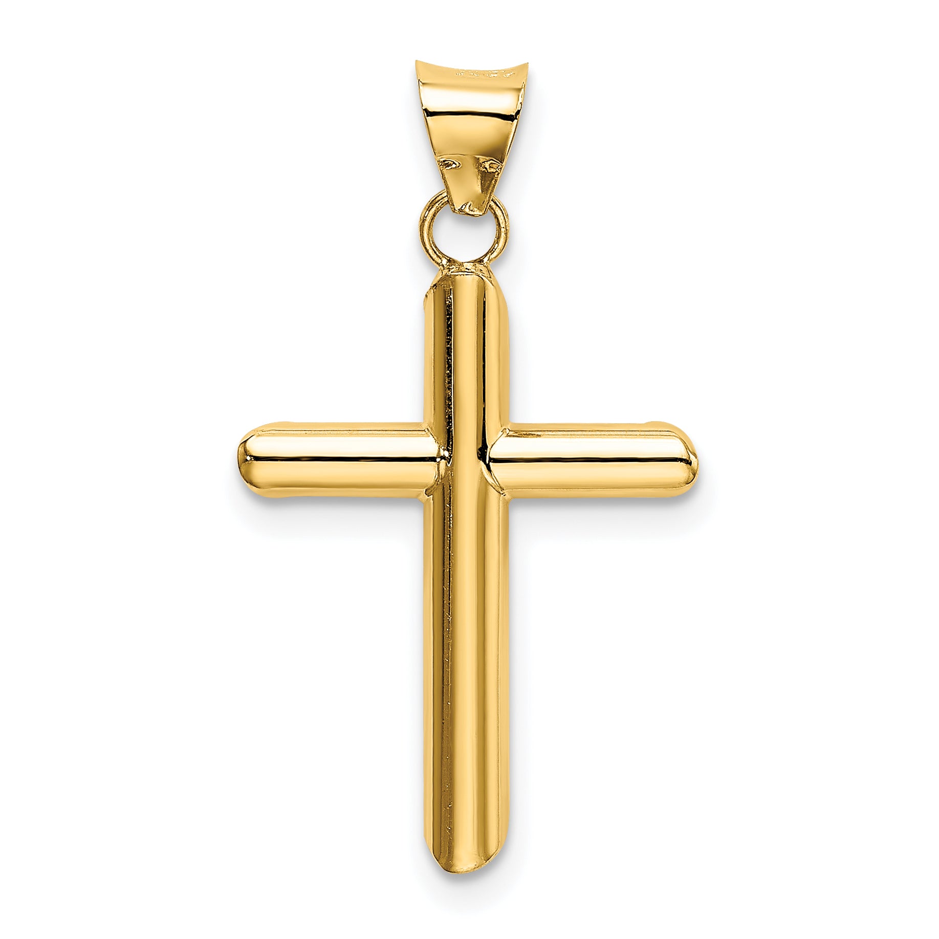 14k Polished Tube Cross Pendant