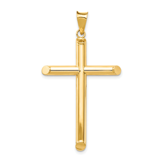 14k Polished Tube Cross Pendant