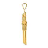 14K Polished w/Center Wrap Tube Cross Pendant