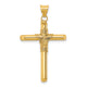 14K Polished w/Center Wrap Tube Cross Pendant