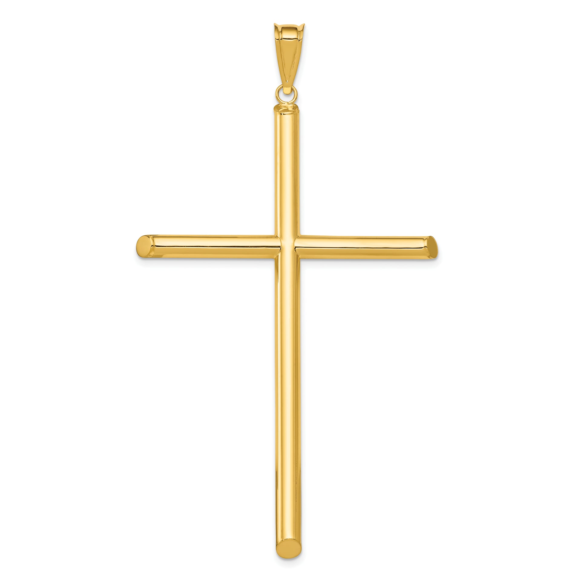 14k Polished Tube Cross Pendant