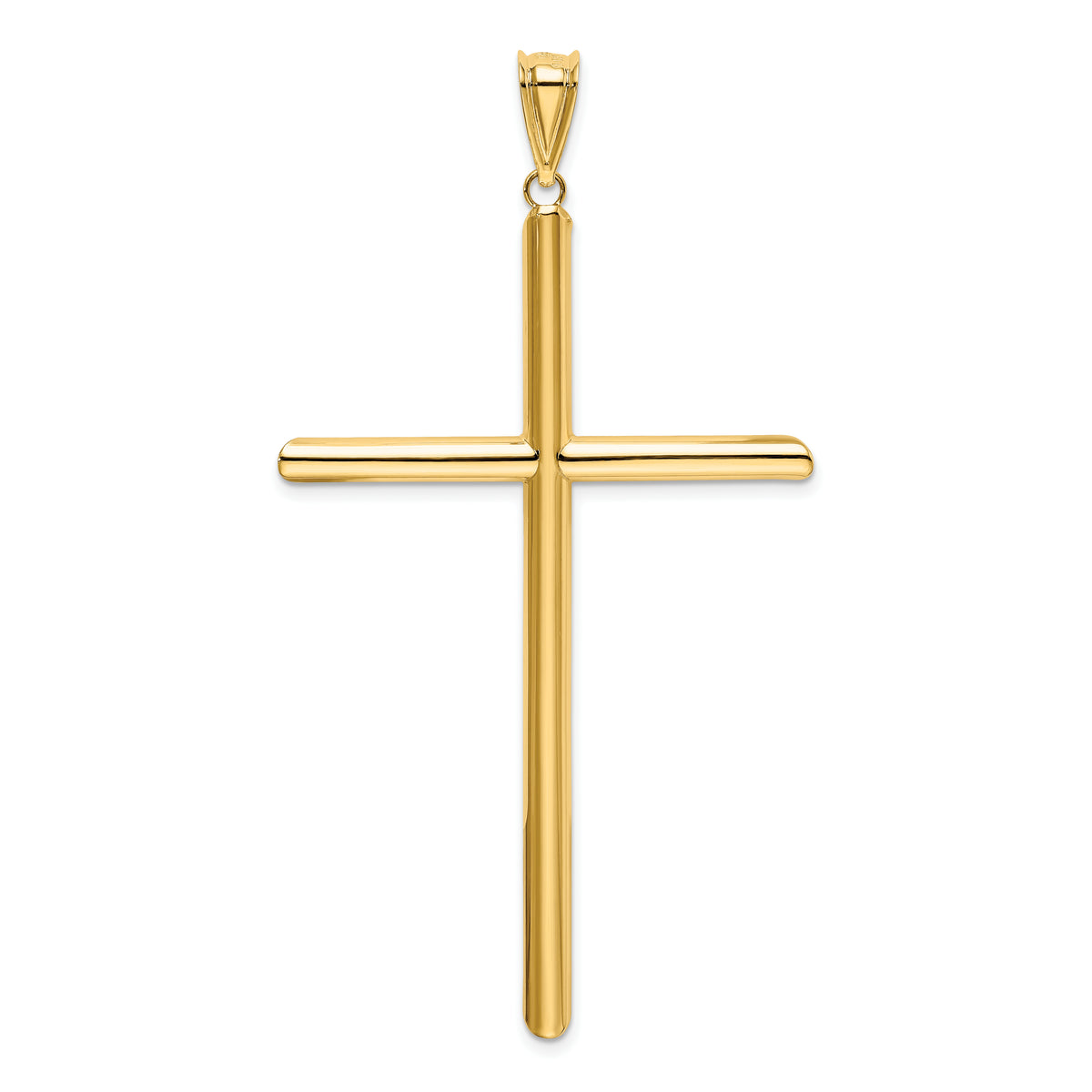 14k Polished Tube Cross Pendant