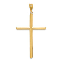 14k Polished Tube Cross Pendant