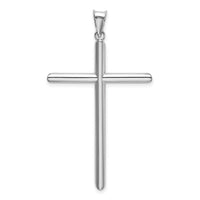 14k White Gold Polished Tube Cross Pendant