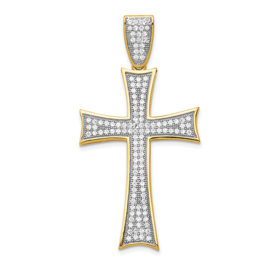 14k w/Rhodium Micro PavÃ© CZ Large Cross Pendant