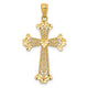 14k Diamond-cut Polished Filigree Hearts Cross Pendant