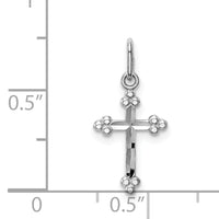 14k White Gold Polished D/C Small Budded Cross Charm