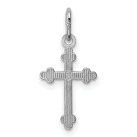 14k White Gold Polished D/C Small Budded Cross Charm