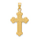 14K Satin and Polished Budded Cross Pendant