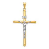 14k Two-Tone Polished Jesus Crucifix Pendant