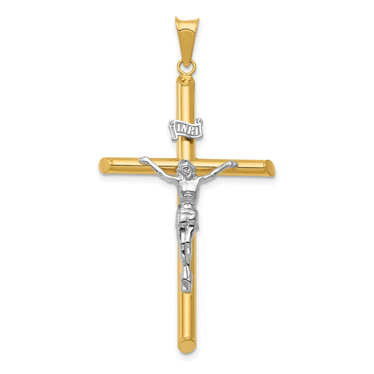 14k Two-Tone Polished Jesus Crucifix Pendant