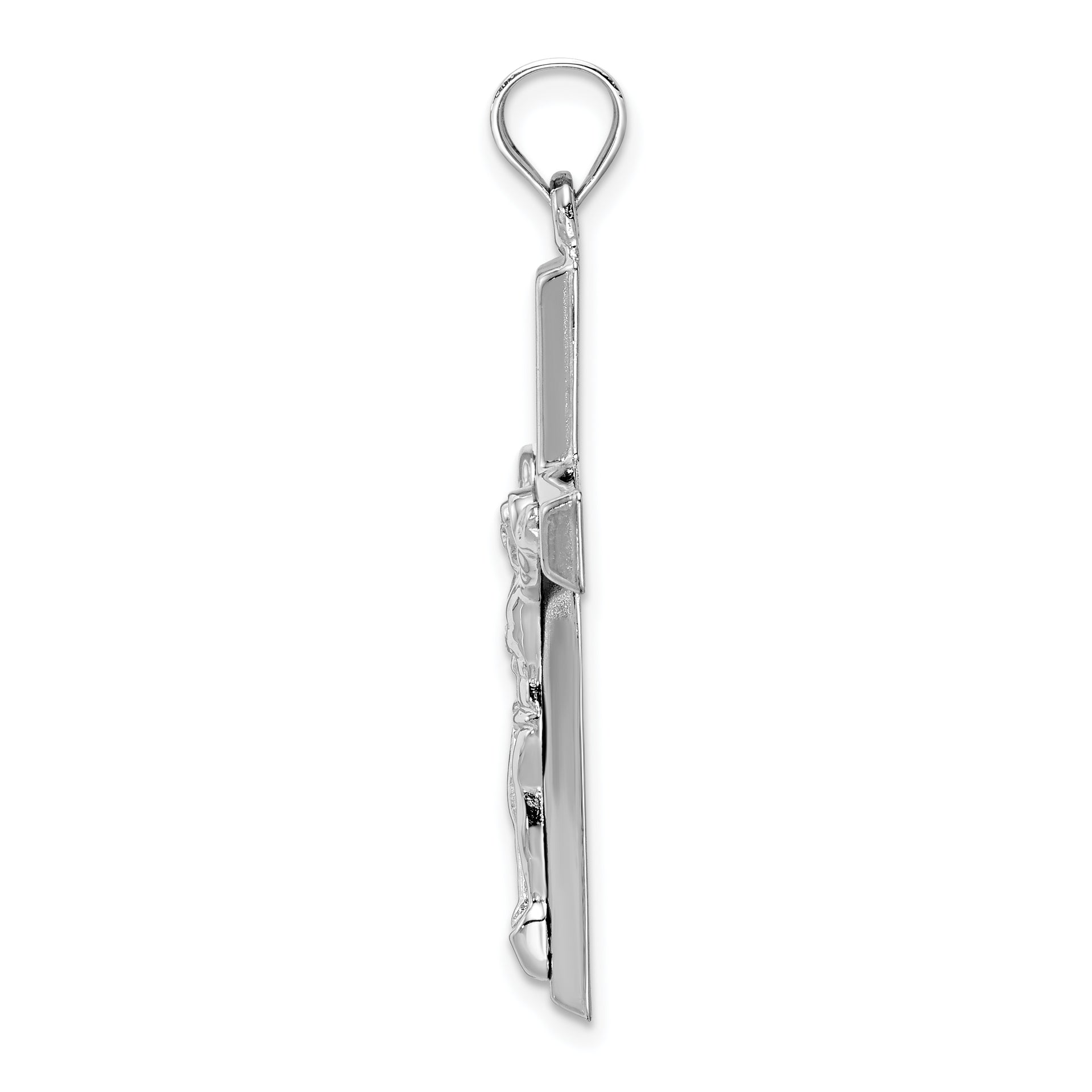 14k White Gold Polished Crucifix Pendant