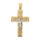 14K Two-Tone Satin Polished D/C Crucifix W/Vines Pendant
