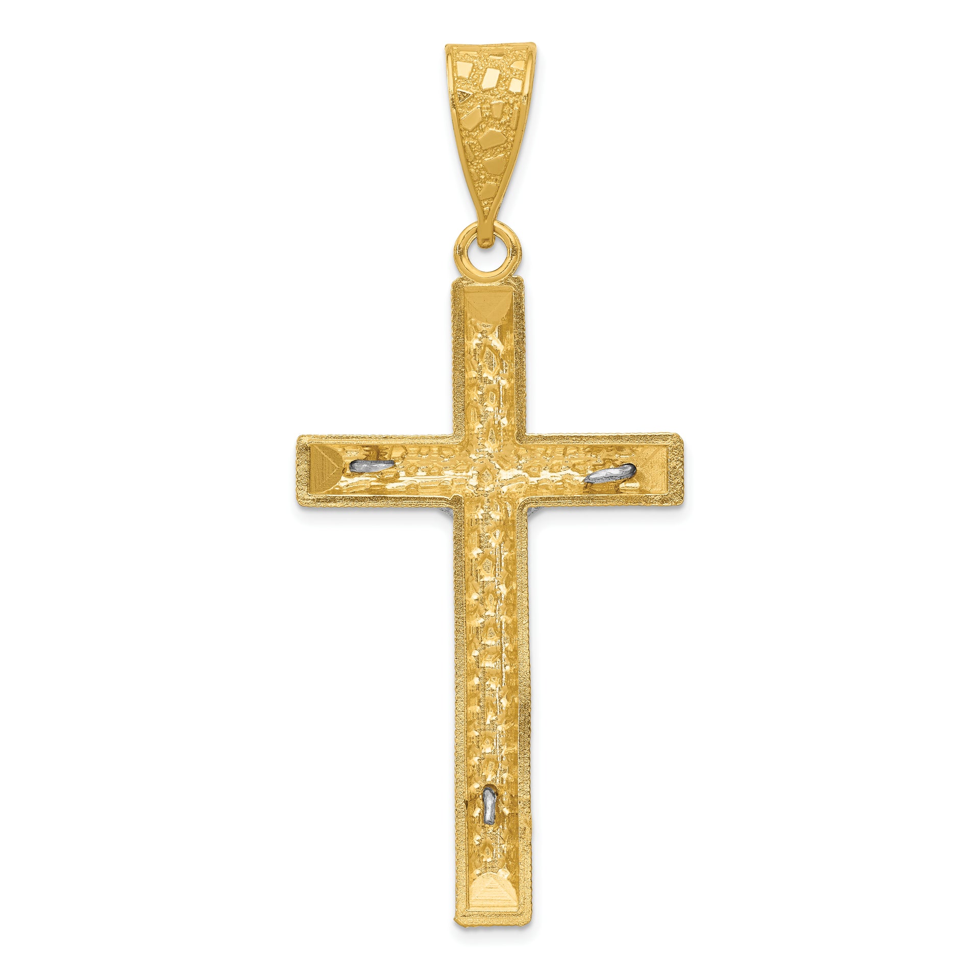 14k Two-tone Diamond-cut Crucifix Pendant