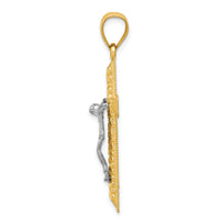 14k Two-tone Diamond Cut Crucifix Pendant