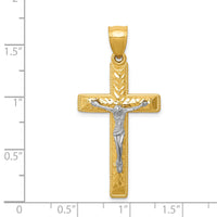 14k Two-tone Diamond Cut Crucifix Pendant