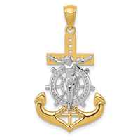 14k w/Rhodium Polished Mariners Crucifix Pendant