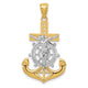 14k w/Rhodium Polished Mariners Crucifix Pendant