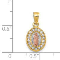 14K Two-Tone w/White Rhodium D/C CZ Lady Guadalupe Pendant