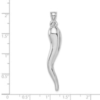 14k White Gold Hollow 3D Italian Horn Pendant