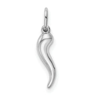 14k White Gold Hollow Italian Horn Pendant