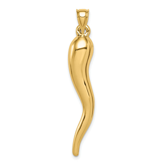 14k Hollow 3D Italian Horn Pendant