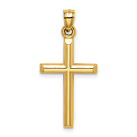 14k Hollow Diamond-cut Cross Pendant