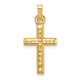 14k Hollow Diamond-cut Cross Pendant