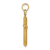 14k Hollow Diamond-cut Cross Pendant