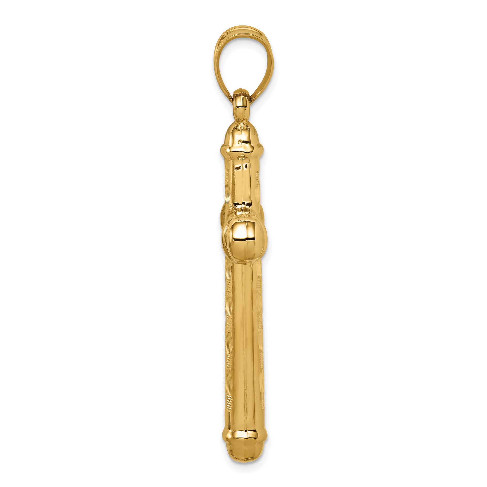 14k Hollow Diamond-cut Cross Pendant