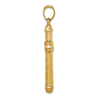 14k Hollow Diamond-cut Cross Pendant