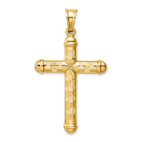 14k Hollow Diamond-cut Cross Pendant