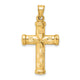 14k Hollow Diamond-cut Cross Pendant