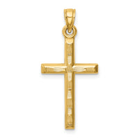 14k Hollow Diamond-cut Cross Pendant