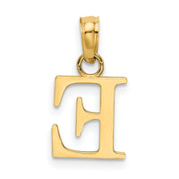14K Polished Block Letter E Initial Pendant