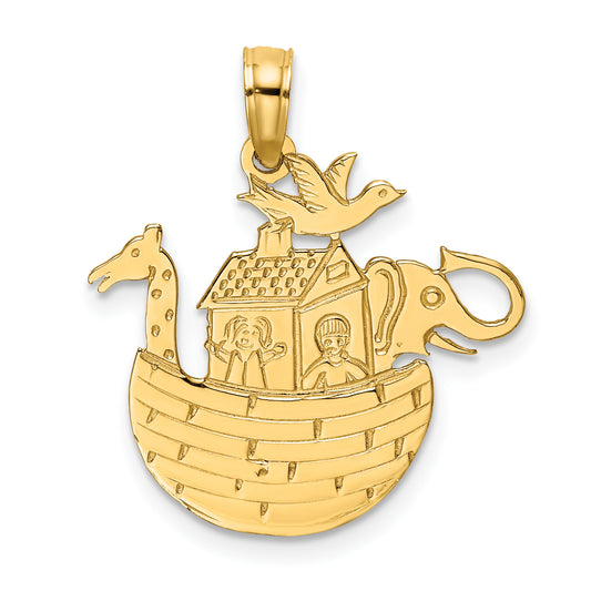 14K Engraved Flat Noahs Ark Charm